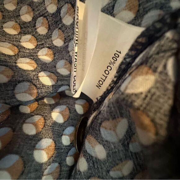 eshakti Blue Polka Dot Long Cotton Long Sleeve Fit and Flare Shirt| 12 - Picture 6 of 8